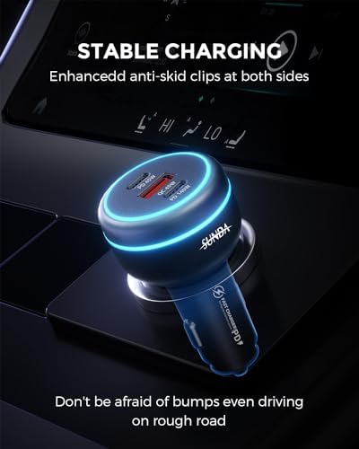 Experience Rapid Roadside Charging with SUNDA 120 W USB C Fast Car Charger – 4-Port Adapter Featuring Dual Type C PD60 W/PPS60 W for i Phone 16/15 Pro/Max/14 & Samsung Galaxy S24, Plus Dual USB-A 30 W QC3.0 for All Android Devices – Compact, Durable, and Universally Compatible for Effortless Multi-Device Charging on the Go