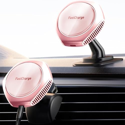 Mag Safe Car Charger Mount for i Phone 15 Series – 15 W Fast Wireless Charging Holder in Chic Purple – Ultimate Mag Safe Compatibility with i Phone 15 Pro Max, Plus, 14, 13, 12, Mini – Enhance Your Driving Experience with Secure Magnetic Grip and Effortless Setup