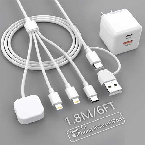 38 W Power Delivery Fast Wall Charger with 6 FT Magnetic Cable – Ultimate Multi-Device Charging Solution for i Phone, Apple Watch & Air Pods – High-Efficiency Travel Charger for Seamless Connectivity and Rapid Power Boost – Elevate Everyday Charging with Durable, Tangle-Free Design