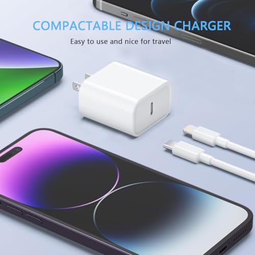 Rapid Charge 3-Pack USB C i Phone Charger Block Set – MFi Certified Lightning Cable for i Phone 14 Pro Max/14 Plus/13/12/11/XS/XR/X/8/7/SE – Compact Fast Charging Solutions for Effortless Device Power-Up and Portability