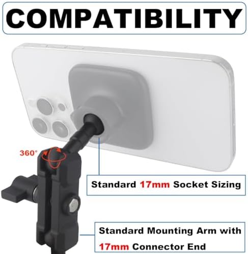 17 mm Ball Mount Extension Arm – Versatile Double Socket Design for 360° Swivel, Ideal Aluminum Accessory for Garmin GPS & Phone Holders, Enhances Car Vent/Dash/Suction Cup Mounting Experience with Optimal Adjustability and Stability