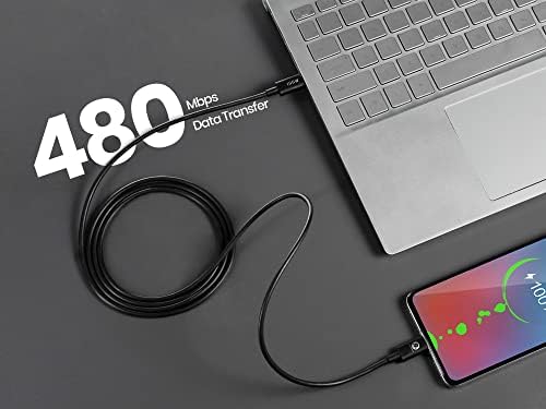 High-Speed Grava Star 100 W USB C to USB C Charging Cable – 1.5 ft Nylon Braided PD 5 A Cord for Ultimate Device Compatibility with Samsung S22, Note 20, i Pad Pro, Mac Book, LG, and Google – Premium Durability and Rapid Charge Efficiency