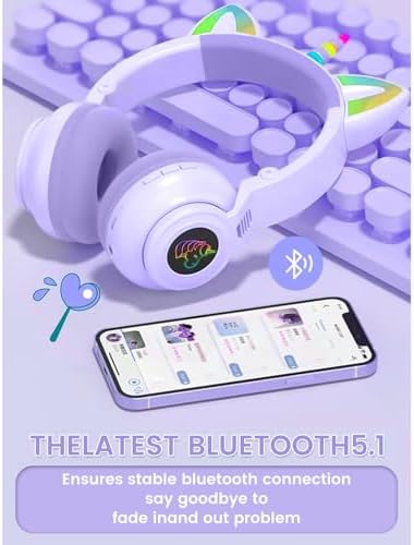 Magical Pink Unicorn Wireless Headphones for Kids – Foldable Over-Ear Design with Built-In Microphone, Volume Limiting for Hearing Safety & Universal Compatibility – Ideal Gift for Unicorn Enthusiasts on Birthdays or Holidays