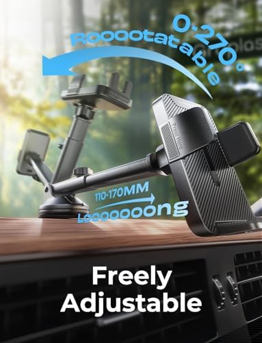 LISEN Delas 3-in-1 Adjustable Car Phone Holder Mount – Versatile Dashboard, Air Vent & Windshield Solution for i Phone 16 Pro Max, Samsung Galaxy & More – Effortless Tool-Free Installation for Enhanced Safety & Modern Aesthetics in Sleek Black Design