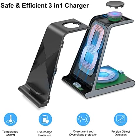 Ultra-Fast 3-in-1 Wireless Charging Dock for Samsung Galaxy Devices – Sleek Space-Saving Charger for Galaxy S25 Ultra, S24, S23, Note 20, Z Flip 6 & Fold 6 – Efficient Power Station for Galaxy Watch Ultra/7/6/5 & Galaxy Buds Pro with Overheat Protection and Modern Design for Home or Office