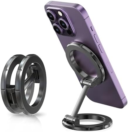 Magnetic Phone Stand, Compatible with MagSafe Phone Stand Holder for Desk, Multi-Functional Foldable, Double-Sided Magnetic Cell Phone Stand, for iPhone 16 15 14 13 12 Magsafe Case – Enhanced Compatibility and Speed