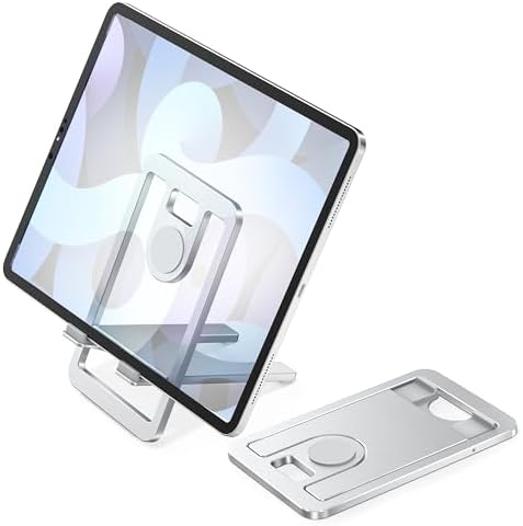 Discover the Itramax Foldable Tablet Holder: Your Ultimate Adjustable Aluminum Stand for Enhanced Productivity and Comfort. This portable accessory is engineered for seamless compatibility with a variety of devices including i Pad 9, 8, 7, Air 2, Mini, Samsung Tab, Steam Deck, Switch, Kindle Fire Scribe, and ROG Ally. Enjoy optimal viewing angles and heights, allowing you to work, watch movies, or game without discomfort. Crafted from durable aluminum, this foldable design ensures stability and longevity, making it perfect for home or travel. The anti-slip pads guarantee a secure grip while protecting your devices from scratches. Elevate your workspace with the sleek, functional Itramax Foldable Tablet Holder, transforming any environment into an organized and efficient setup. Whether for professional use or leisure, enhance your tablet experience today with this must-have desk accessory that marries style and practicality.