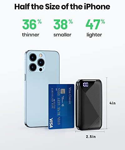 Compact 10,000 m Ah USB C Power Bank with High-Speed Triple 3 A Charging and Built-in Flashlight – EAFU Portable Charger for i Phone, Samsung, Google & More – Essential On-the-Go Battery Pack for Daily Use and Emergencies