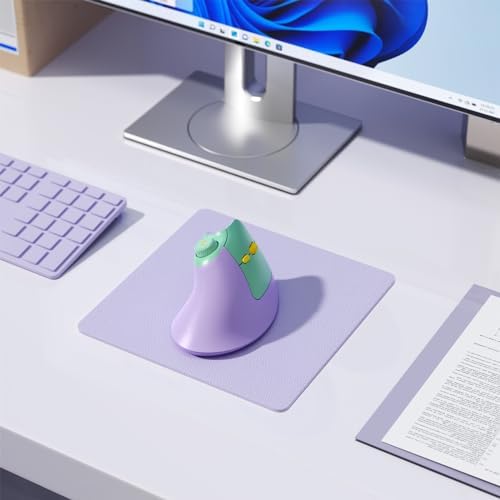 seenda Purple Ergonomic Vertical Wireless Mouse – Rechargeable Dual Bluetooth & USB Connectivity, Multi-Device Compatible with Quiet Clicks & Volume Control Knob for Windows, Mac, PC & Laptop – Comfort & Style Combined