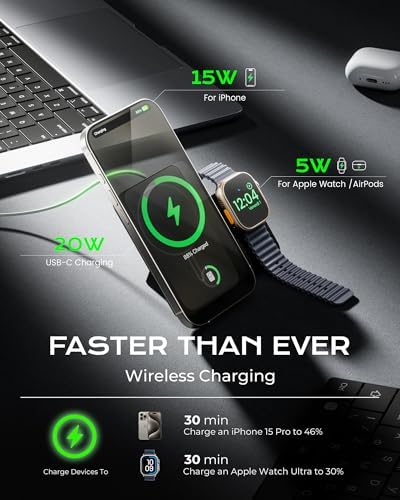 Revolutionary KU XIU 3-in-1 Mag-Safe Wireless Charging Station & Portable Power Bank – 5000 m Ah Fast Charger for i Phone 12-16, Apple Watch Ultra & Air Pods – Ultra-Compact, Foldable Design with Adjustable Viewing Stand for Effortless Travel – Advanced Compatibility & Intelligent Charging Solutions Explore the ultimate charging solution with the KU XIU 3-in-1 Mag-Safe Wireless Charger that seamlessly integrates a powerful 5000 m Ah battery, a versatile stand, and a cutting-edge charging station. Designed for modern travelers, this compact device supports i Phone 12-16 models, Apple Watch Ultra, and Air Pods, ensuring rapid 15 W wireless charging and 20 W PD for USB-C gadgets. The precision-engineered adjustable stand enhances your viewing experience while charging, making it perfect for entertainment on-the-go. Enjoy a sleek, foldable design that fits effortlessly in your pocket or bag, meeting aviation standards for hassle-free travel. With intelligent charging technology, prioritize device safety and longevity while enjoying a charging efficiency of up to 95%. Elevate your charging experience with the KU XIU – the perfect blend of style, practicality, and performance for today’s tech-savvy users.