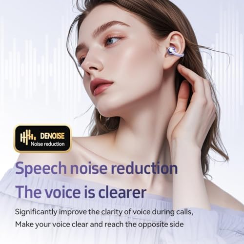 Revolutionize Your Audio Experience with Purple Wireless Bone Conduction Earbuds – Ultra-Lightweight Open Ear Clip-On Headphones Featuring Bluetooth 5.4, Engineered for Active Lifestyles and Enhanced Comfort, Waterproof Durability for Intense Workouts, Stay Aware and Connected with Superior Sound Quality