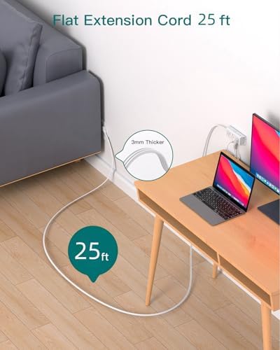 Addtam Ultra Flat Power Strip for Cruise & Travel – 5 ft Extension Cord with 6 Outlets, Compact Design for Dorms & Home Offices – No Surge Protection, Ideal for On-the-Go Charging – Lightweight & Space-Saving Solution