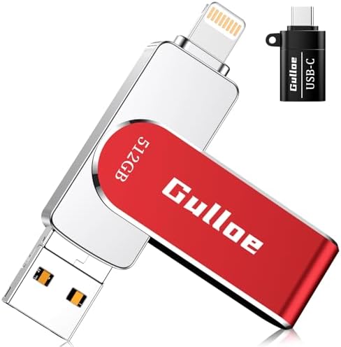 Gulloe 512 GB USB Flash Drive for i Phone & i Pad – Effortless Data Backup & High-Speed File Transfer, Stylish Pink Memory Stick Compatible with Android & PC, No App Required for Instant Use