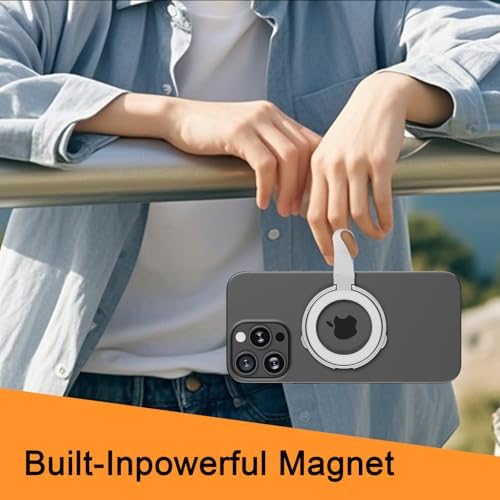 Mag Safe Universal Phone Grip & Kickstand for i Phone 12-16 Pro Max – Versatile Double-Sided Magnetic Holder for Secure Handling & Hands-Free Viewing in Gym, Kitchen & Beyond – Sleek Black Silicone Design for Stylish Convenience and Optimal Performance