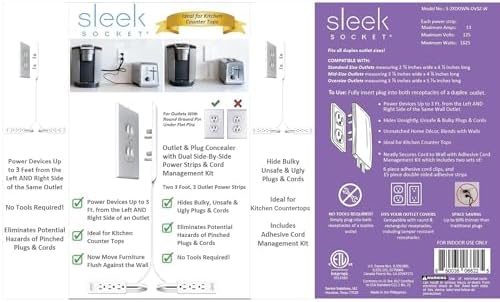 Revolutionize Your Space with the Sleek Socket Ultra-Thin Outlet Concealer & Cord Management Kit – Stylish Flat Extension Cord Power Strip for Clutter-Free Homes, Perfect for Enhancing Aesthetics and Functionality in Any Room