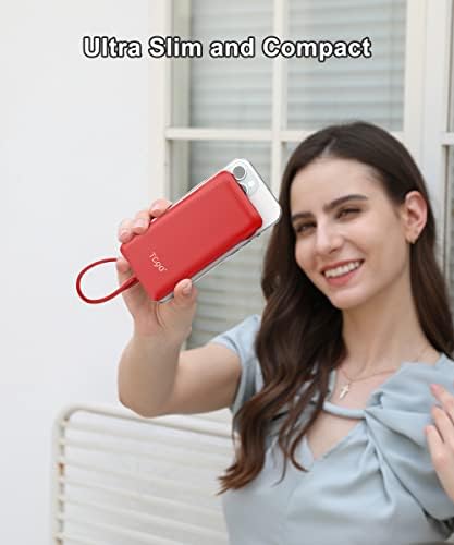 Ultra-Slim 10,000 m Ah TG90° Portable Power Bank with Built-in Lightning and USB-C Cables – Fast Charging, Lightweight Battery Backup for i Phone and Android Devices – Essential On-the-Go Charger for Busy Lifestyles