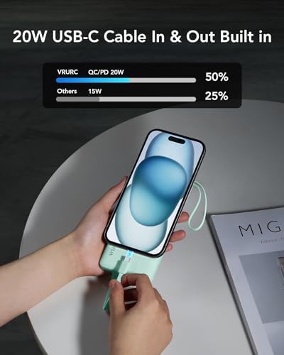 VRURC 22.5 W Pink Portable Charger – 10000 m Ah Power Bank with Fast Charging Capability, USB-C Dual Functionality, 4 Outputs & 3 Inputs – Essential Travel Companion for i Phone 16/15/14/13, Samsung & Android Devices – Compact Design for On-the-Go Power Management