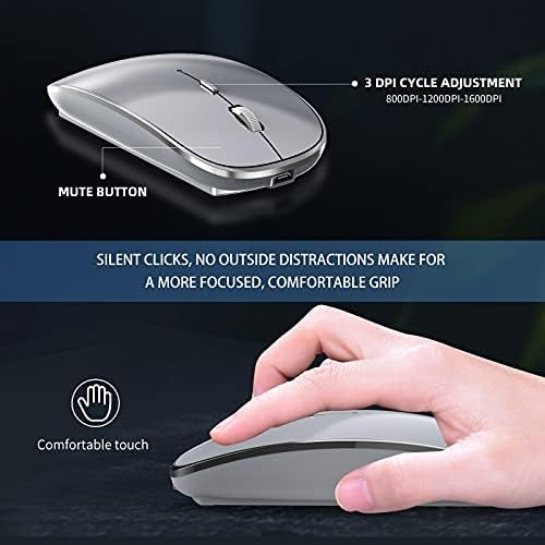 Elevate Your Computing Experience with the Q23 S Black Wireless Mouse – Rechargeable, Dual Mode USB-A & Type-C, Silent Operation, and 3 Adjustable DPI for Ultimate Precision and Versatility Across Laptops, Macs, PCs, and Android Devices