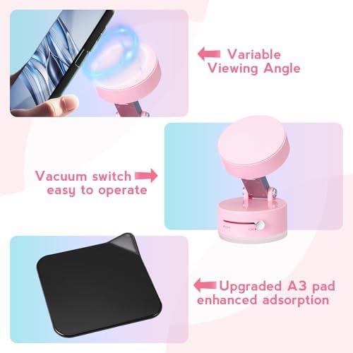 Kingdder Vacuum Magnetic Suction Phone Holder Updated 360° Rotatable and Foldable Magnetic Phone Mount Stand for Car, Gym – Enhanced Compatibility and Speed