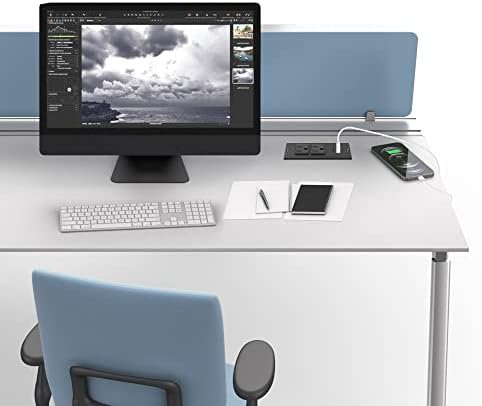 Recessed Power Strip with USB C PD Fast Charging – 30 W Flush Mount Desk Outlet for Space-Saving Convenience, 2 AC Outlets & 2 USB Ports, 6 ft Cord, Ultra Thin Flat Plug for Tidy Workspaces – Perfect for Home Offices and Multi-Device Charging Solutions