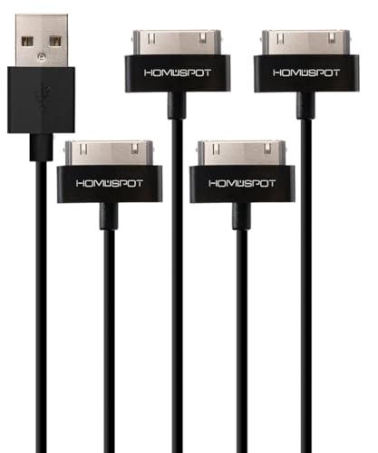Compact 30-Pin MFi Certified Charger Cable for i Phone 4/4 S, i Pad 1/2/3, i Pod Touch/Nano – 8-Inch Short USB Charging Cord (2-Pack) – Enhanced Portability, Speed, and Durability for On-the-Go Charging Solutions
