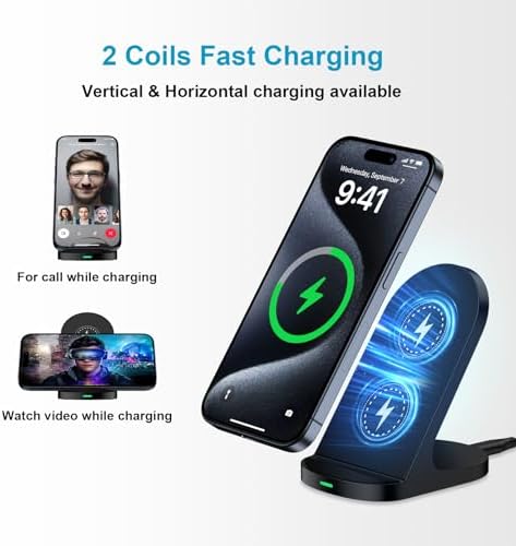 Samsung Galaxy S25 Edge Wireless Charging Stand – Fast 15 W Dock for S25, S24, S23, S22, S21, S20, Note 20 & Z Fold/Flip Series – Safe, Reliable, & Universal Compatibility with Smart Charging Technology – Ideal for Desk Use with Enhanced Performance