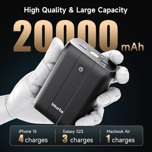 High-Power imuto 100 W Portable Charger – 26800 m Ah Multi-Device Fast Charging Power Bank with USB-C PD3.0 for Mac Book Pro, Dell XPS, i Pad Pro, and i Phone 15 – Ultimate Travel Companion for Gamers and Professionals
