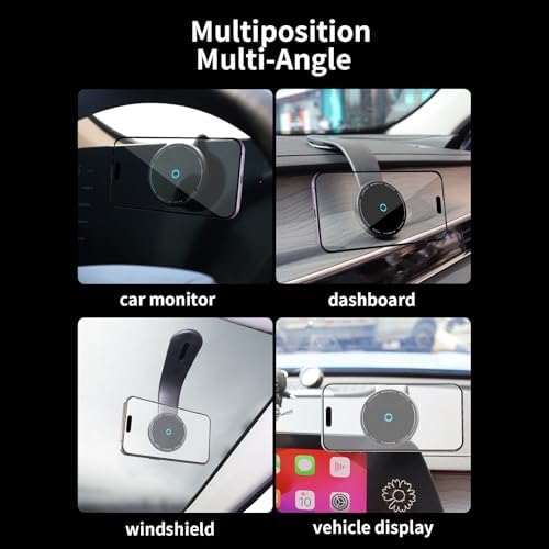 Mag Safe Car Mount Charger – 15 W Fast Wireless Charger with 360° Rotation for Secure Smartphone Holding – Universal Compatibility for i Phone & All Smartphones – Optimal Viewing and Quick Charging for Safe Driving