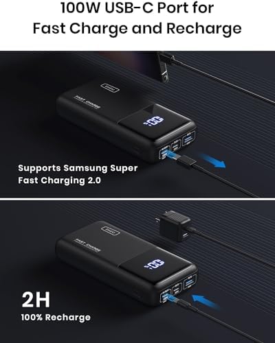 High-Capacity INIU Power Bank 25000 m Ah – 100 W Fast Charging Portable Charger for Laptops and Phones, Ideal Travel Companion for Students and Adventurers, Lightweight and Compact Design for Effortless Mobility, Perfect for Family Trips and Cruising