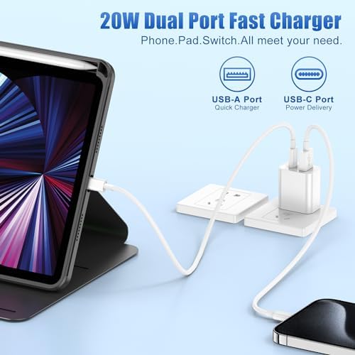 Ultra-Fast 40 W Dual-Port USB-C Charger with 4 Premium 6 FT Cables | Perfect for i Phone 16/15 Pro Max, i Pad Pro & Samsung S24 | Compact, Travel-Ready Design for Effortless Charging | Experience Rapid Power Delivery & Versatile Compatibility for All Devices