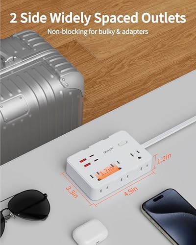 Versatile Surge Protector Power Strip with 6 AC Outlets and 4 Fast-Charging USB Ports – 1050 Joules Surge Protection, 5 FT Wall-Mountable Extension Cord for Home and Office Use – Streamlined Charging Station for All Your Devices