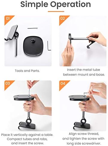 LISEN Cell Phone Stand Adjustable Phone Holer for Desk, Computer Office Desk Accessories for iPhone 16 Holder Women Kitchen Essentials Fits All Mobile Phones Switch Kindle iPads Tablet 4-10in Black – Enhanced Compatibility and Speed