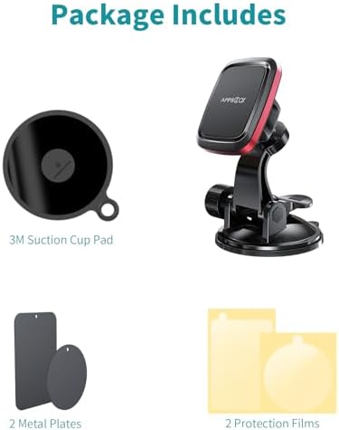 APPS2 Premium Magnetic Car Phone Holder with Adjustable Arm & 6-Magnet System – Universal Dashboard/Windshield Mount for All Smartphones – Ultimate Driving Safety and Convenience Accessory