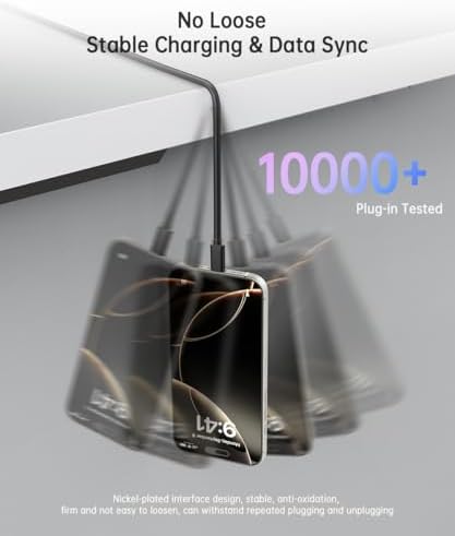 10 FT Braided USB-C Cable for High-Speed Data Transfer and Fast Charging – 10 Gbps USB 3.2 Gen 2 Type C Charger Cord Compatible with Oculus Quest 2, i Phone 16/15 Pro, Samsung Galaxy S23/S22/S21/S20, Moto G9, Pixel 8/7 – Durable and Versatile Connectivity Solution