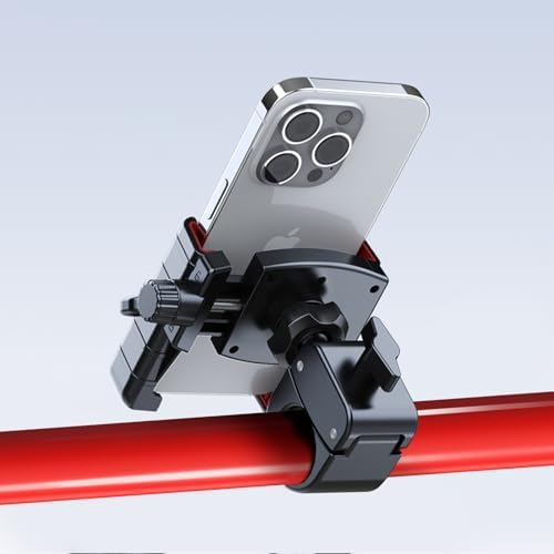 Kevenal Shopping-Cart-Phone-Holder, Universal Stroller & Grocery Cart Mount, 360° Rotatable Clip with Metal Spring Clamp & Silicone Pads (Fits 2.5-4” Phones) – Enhanced Compatibility and Speed