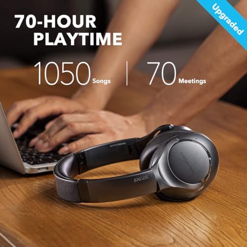 Anker Soundcore Life Q20 Wireless Over-Ear Headphones – Superior Hybrid Active Noise Cancellation, 70-Hour Battery Life, Premium Hi-Res Audio with Enhanced Deep Bass, Luxurious Comfort with Memory Foam Ear Cushions, Perfect for Travel and Office Environments, Quick USB-C Charging for Nonstop Audio Enjoyment
