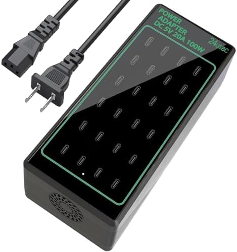 Maximize Efficiency with the 24-Port 100 W USB C Fast Charging Hub – Multi-Device Power Adapter for Home & Travel – Compatible with i Phone, Samsung, Google & More – Ultimate Solution for Clutter-Free Charging – Enhanced Safety Features & High-Quality Design