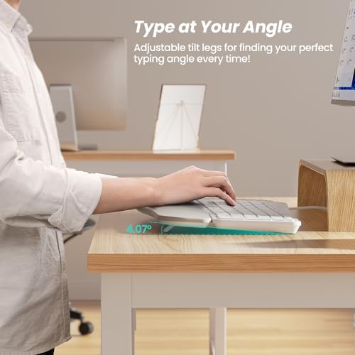 Nulea RT05 C Wired Ergonomic Split Keyboard with Cushioned Wrist Rest – Ultimate Comfort and Adjustable Tilt for Windows/Mac Users, Plug-and-Play USB Corded Design for Enhanced Typing Efficiency and Reduced Strain