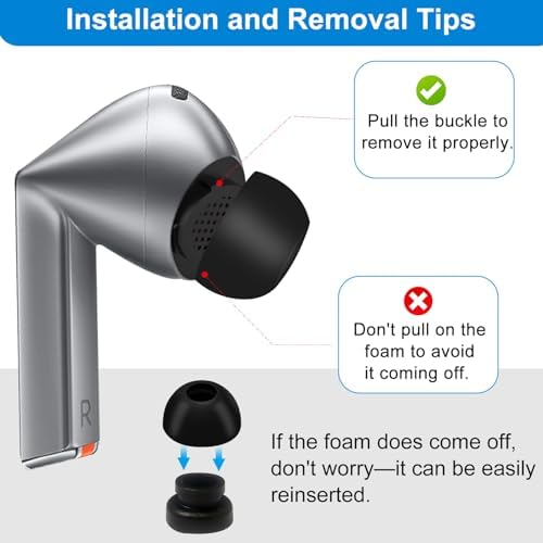 Ultimate Comfort Memory Foam Eartips for Galaxy Buds 3 Pro – Premium Noise Isolation & Secure Fit – Includes Essential Cleaning Kit – Available in Small, Medium, Large Sizes for Personalized Listening Experience