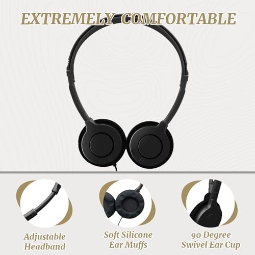 Bulk 20-Pack Adjustable Kids Headphones with 3.5 mm Jack – Optimal Classroom Earphones for Enhanced Focus and Audio Clarity in Schools, Libraries, and Home Learning Environments