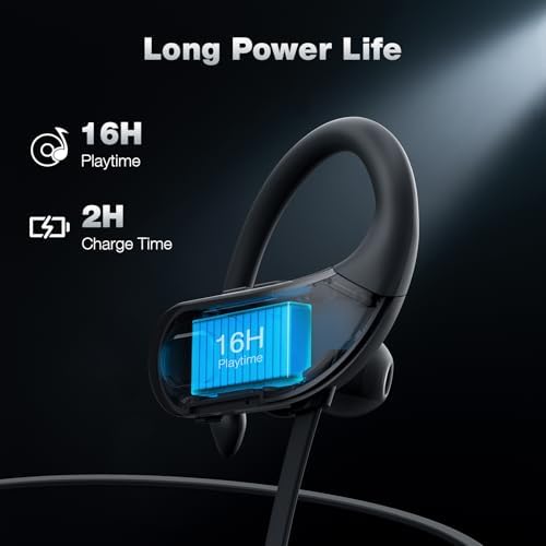 Boean IPX7 Waterproof Bluetooth Earbuds – 16-Hour Long Battery Life Wireless Sports Headphones with Advanced Noise Isolation and Ergonomic Comfort for Active Lifestyles and Uninterrupted Audio Enjoyment