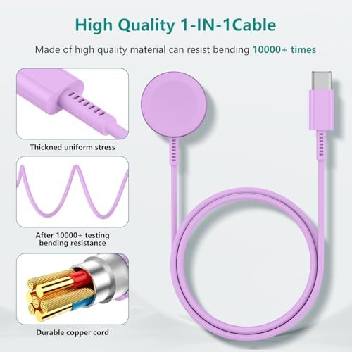 Revolutionary 2-in-1 Magnetic USB-C Charger for Apple Watch & i Phone – 3 ft Fast Charging Cable for Series Ultra/9/8/7/6/SE/SE2/5 & i Phone 14/13/12/11 Pro/Pro Max – Ultimate Convenience, Enhanced Compatibility, and Robust Durability for Modern Tech Users