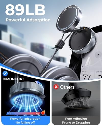 Vacuum Magnetic Phone Holder Stand [89+LBS Strongest Suction & 24*N55 Ultra Magnetic] 360° Adjustable Car Phone Mount for MagSafe Suction Cup, Compatible with Car/Gym/Mirror for iPhone 16 15 – Enhanced Compatibility and Speed