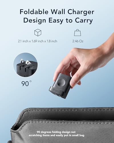 VRURC Portable Wireless Magnetic Charger for Apple Watch – 3-in-1 Travel Essential with PD 20 W Fast Charging, Compatible with i Phone 16/15/14/13 & Android Devices – Lightweight Design in Stylish Purple for Ultimate Convenience