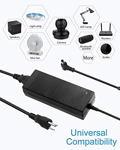 12 V 10 A High-Efficiency Power Supply Adapter – 120 W AC to DC Converter for LED Strip Lighting, CCTV Systems, and 3 D Printing – Global 100-240 V Compatibility with 5.5 x 2.5 mm Output for Unmatched Reliability and Performance