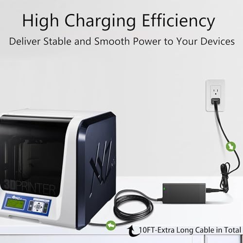 Premium 12 V AC/DC Power Adapter for XYZ Printing Da Vinci Series – Reliable UL Listed Charger for Jr 1.0, Pro 1.0, 2.0 Mix & Nano Models – Essential Power Supply for Consistent 3 D Printing Excellence and Performance Assurance