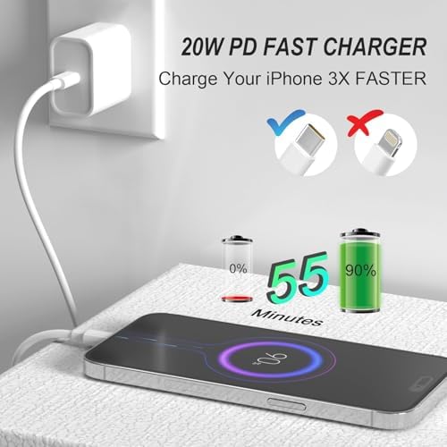 Swift Charge 20 W USB-C Charger for i Phone 15 & i Pad – 6 FT Cable Included – Rapid Power Solution for i Phone 16 Pro Max, i Pad Pro, Mini & Air – Lightweight, Durable, and Versatile Charging Block for All Your Devices – Say Goodbye to Long Wait Times with Enhanced Compatibility and Safety Features