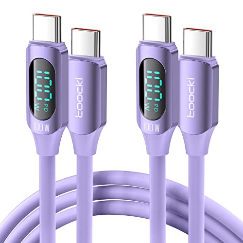 Ultra-Fast 100 W USB C to USB C Cable 2-Pack – 6.6 FT Silicone Charging Cables with LED Display for Samsung Galaxy Z Flip5, Fold5, Flip4, Fold4 – High-Speed 5 A Power Delivery, Enhanced Durability, and Compatibility for All Your Devices