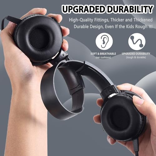 K-12 Classroom Headphones with Microphone – Durable Wired Student Audio Solution for Enhanced Online Learning, Travel & Library Use – Comfortable Fit, Adjustable Design, Superior Sound Quality & Device Compatibility for Kids – 2 Pack