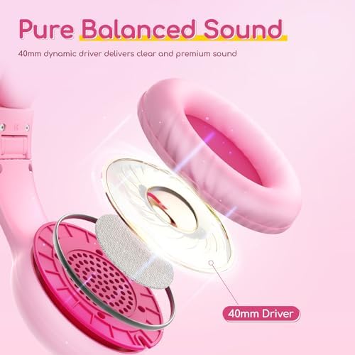 Kid-Friendly Foldable Wired Headphones with Microphone – Volume Limiting Safety (85/94 d B) for Hearing Protection, Share Port for Collaborative Audio, Ideal for Tablets, PCs, and School Use – Enhanced Type C Compatibility for Optimal Sound Quality and Comfort